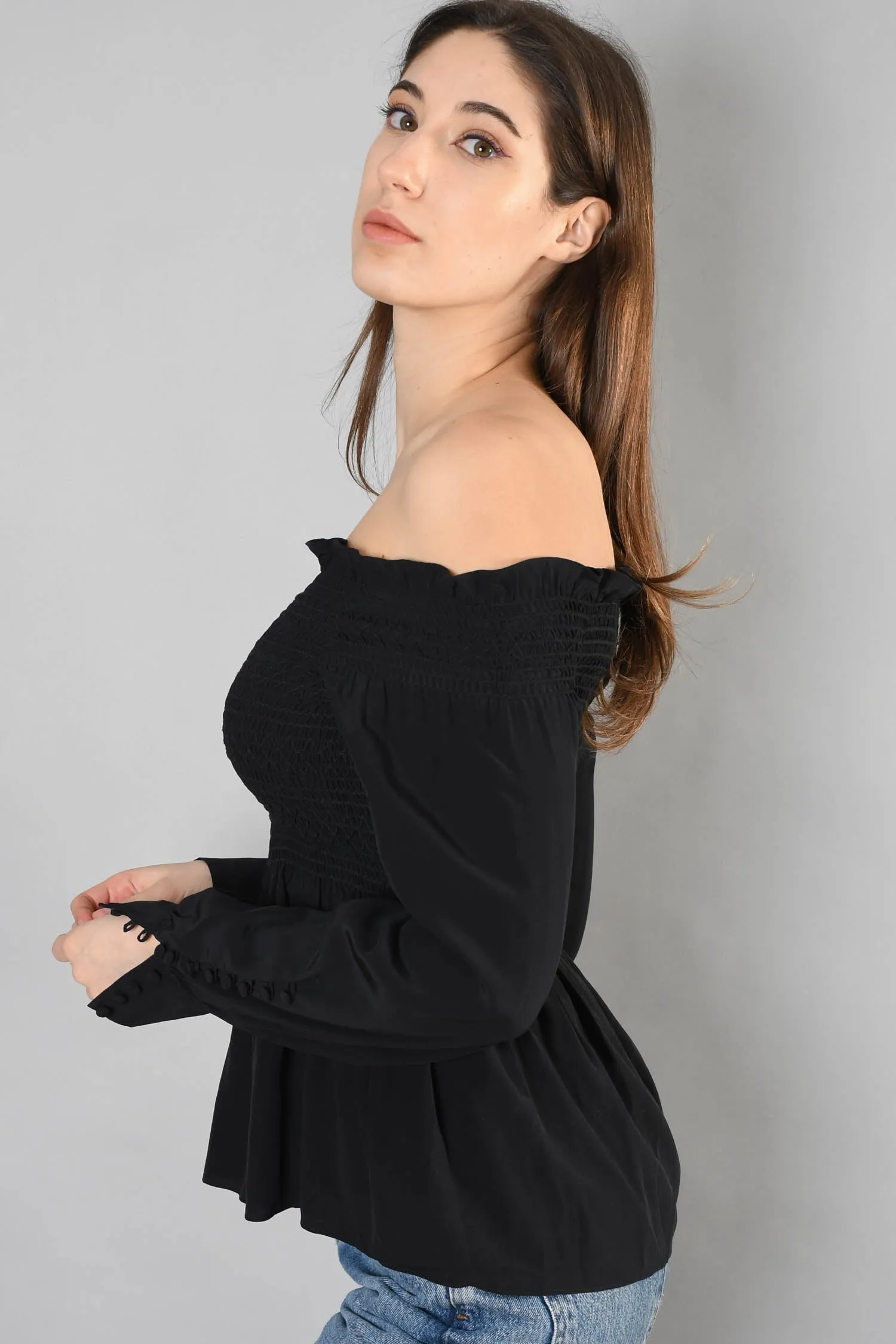 A.L.C. Black Off the Shoulder Top Size 4