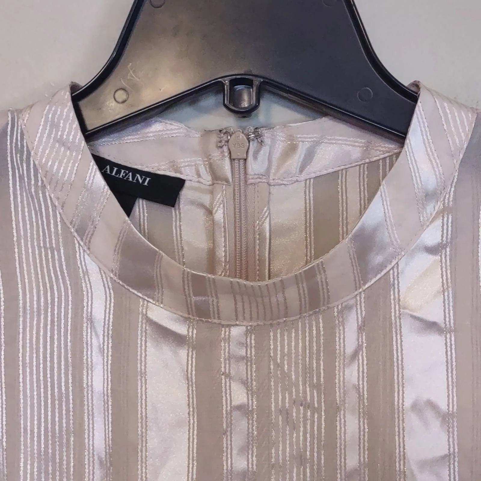 Alfani Mock Neck Smocked Cuff Top Petite Small Champagne