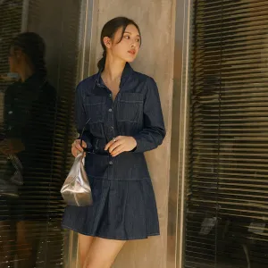 Casual Denim Button Short Mini Shirt Dress