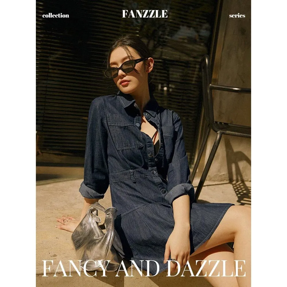 Casual Denim Button Short Mini Shirt Dress