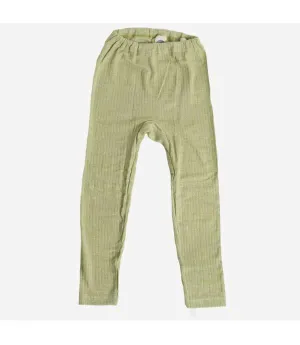Cosilana Organic Cotton/Wool/Silk Rib Leggings, Green Melange
