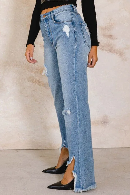 Vibrant M.i.U High Rise Distressed Wide Leg Jeans