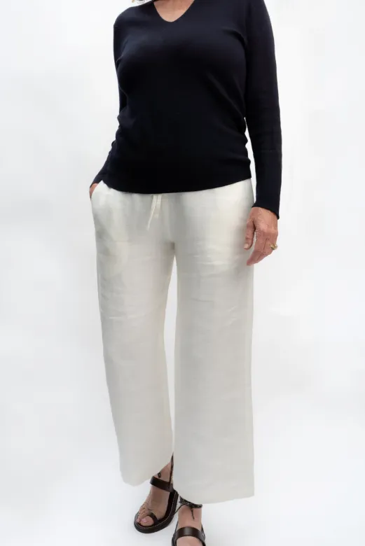 Winter White Irish Linen Trousers